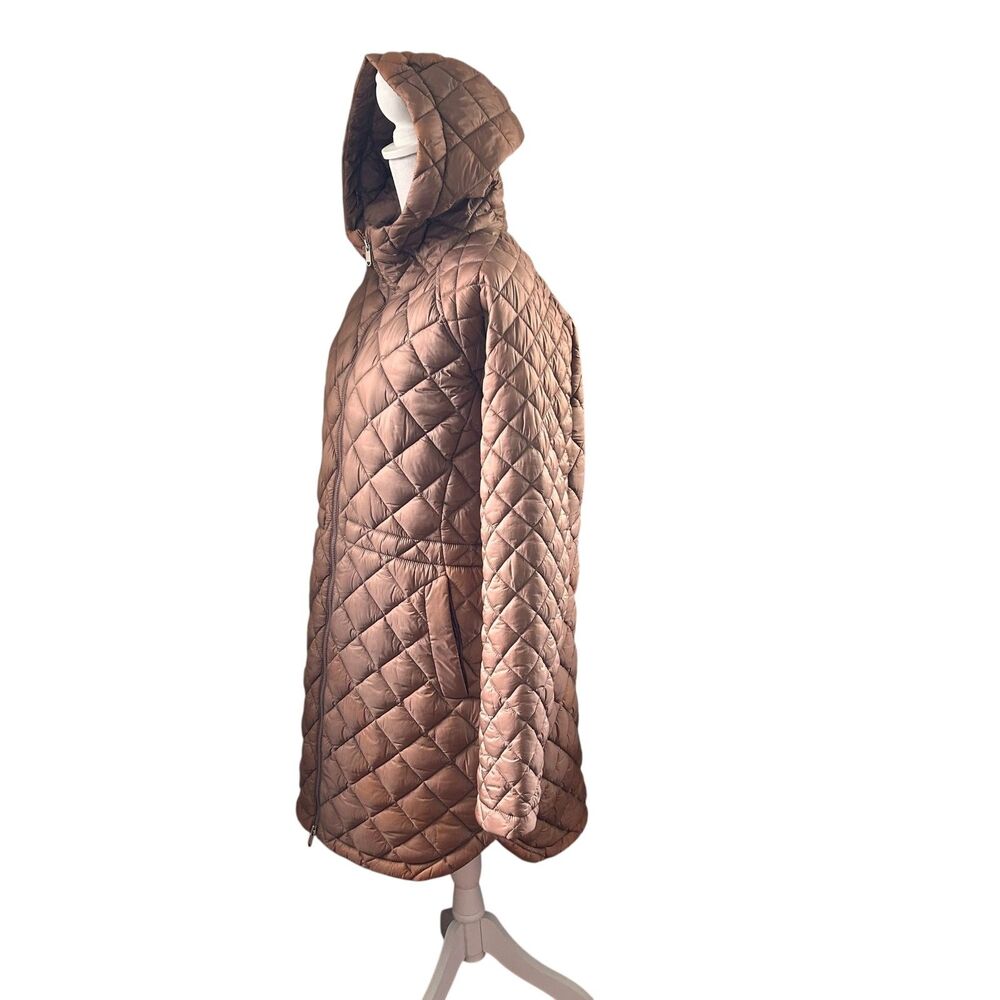 Athleta Whisper Featherless Parka XL Quilted Hooded Coat Brown Fall 2022 - Picture 2 of 11